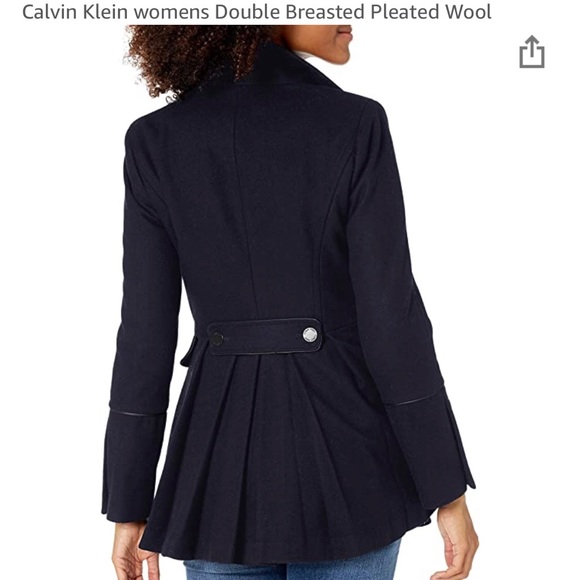 FINAL SALE NWOT Calvin Klein navy skirted wool peacoat - Picture 4 of 12